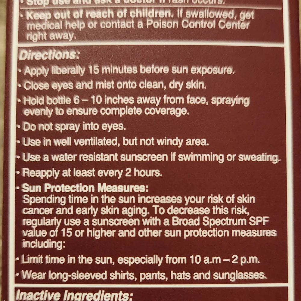 In the Know Broad Spectrum SPF 30 Sunscreen Setting Mist 3.3 oz New